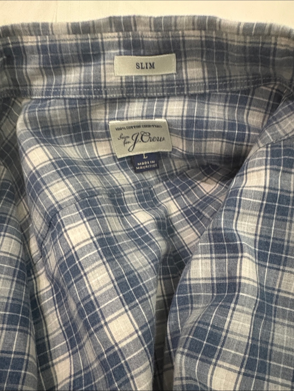J. Crew Lightweight Blue and White Plaid Button-Down Shirt